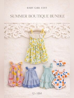 Boutique Baby Girl Summer Dress & Romper Bundle 12–18M 🍋 Tahari + Matching Sets
